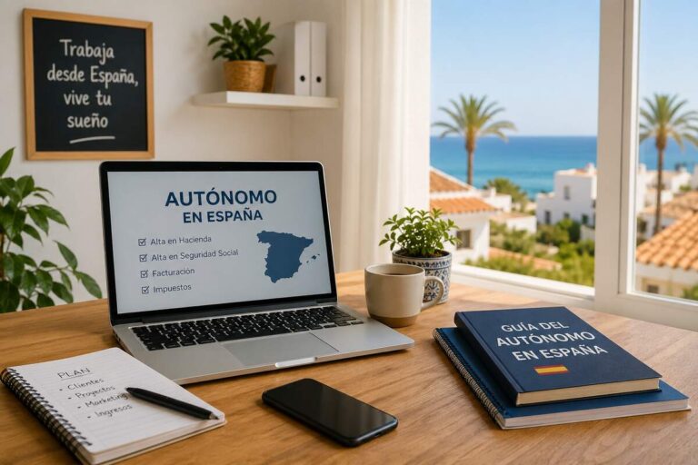 Selbstständig in Spanien Autónomo Laptop Arbeit